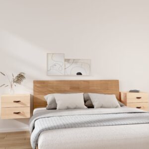 Chic Floating Nightstands Solid Pine Wood Spacious Wall-Hung Storage Cabinets