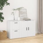 Elegant White Sideboard Spacious Storage Display Cabinet Moisture Resistant