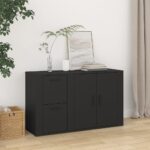 Elegant Black Sideboard Classic Storage Cabinet Moisture Resistant Wood