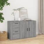 Chic Grey Sonoma Sideboard Storage Cabinet Ample Space Sturdy Engineered Wood