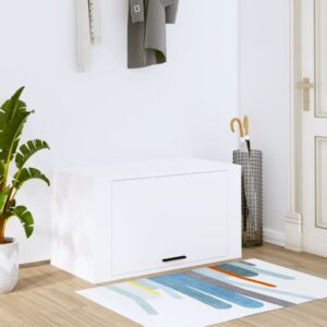 Chic White Wall-Mounted Shoe Cabinet - Space Saving Storage Organizer