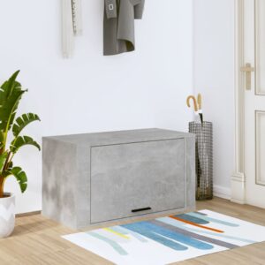 Chic Wall-Mounted Shoe Cabinet Concrete Grey - Space Saving Engineered Wood Storage