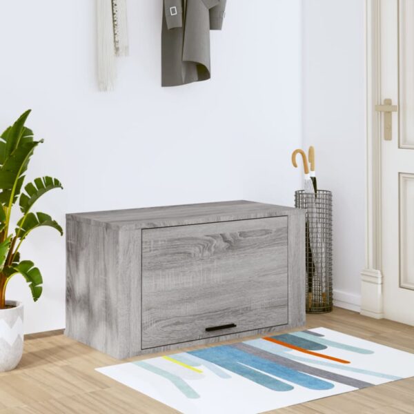 Chic Grey Sonoma Wall-Mounted Shoe Cabinet Solid Pine Wood Ample Storage Space