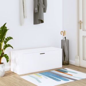 Modern White Wall-Mounted Shoe Storage Cabinet Compact Engineered Wood Organizer