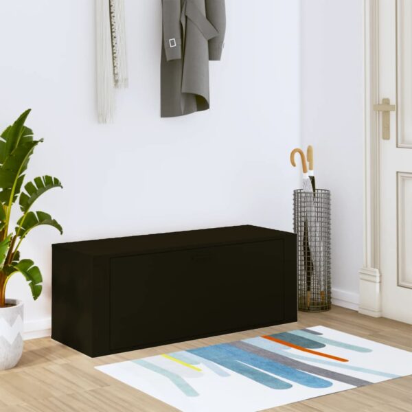 Modern Black Wall-Mounted Shoe Storage Cabinet Engineered Wood Compact Design