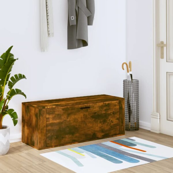 Chic Smoked Oak Wall-Mounted Shoe Cabinet Compact Storage Organizer with Door