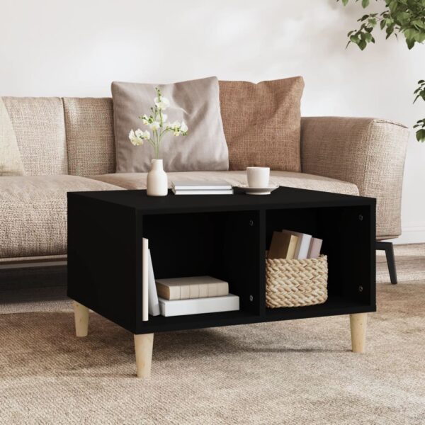 Scandinavian  Black Coffee Table Engineered Wood with Storage Compartments