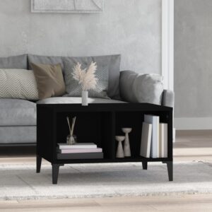 Chic Black Coffee Table Engineered Wood Metal Feet Ample Storage Modern Design