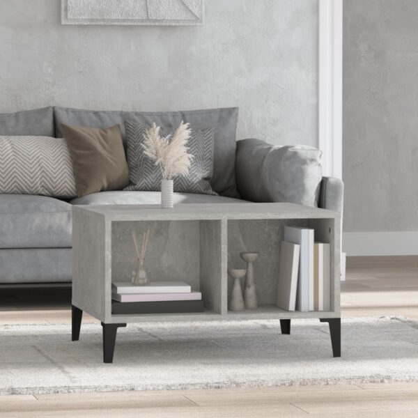 Chic Concrete Grey Coffee Table Engineered Wood Metal Feet Ample Storage Space