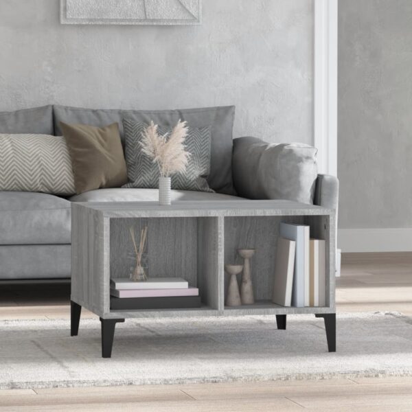 Chic Grey Sonoma Coffee Table with Storage - Engineered Wood Metal Feet