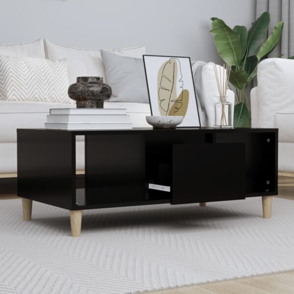 Elegant Black Coffee Table Engineered Wood Spacious Storage Sturdy Chic Design