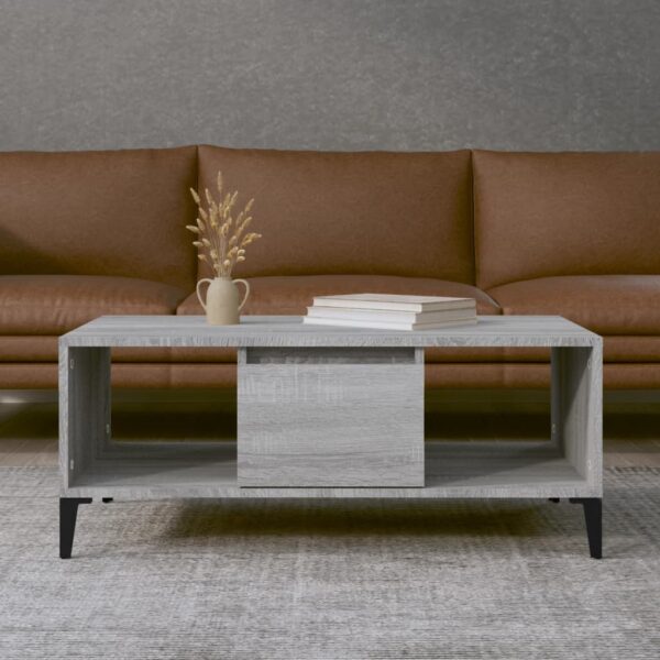 Chic Grey Sonoma Coffee Table with Storage Drawer & Metal Feet - Engineered Wood