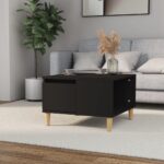 Elegant Black Coffee Table Engineered Wood with Storage Scandinavian