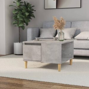 Chic Concrete Grey Coffee Table Engineered Wood Eucalyptus Feet Storage Drawer