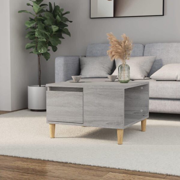 Chic Grey Sonoma Coffee Table Engineered Wood Eucalyptus Feet Storage Compartment