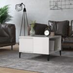 Elegant High Gloss White Coffee Table Modern Metal Feet Ample Storage Space