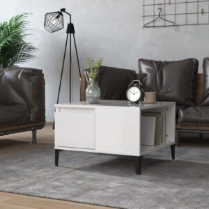 Elegant High Gloss White Coffee Table Modern Metal Feet Ample Storage Space