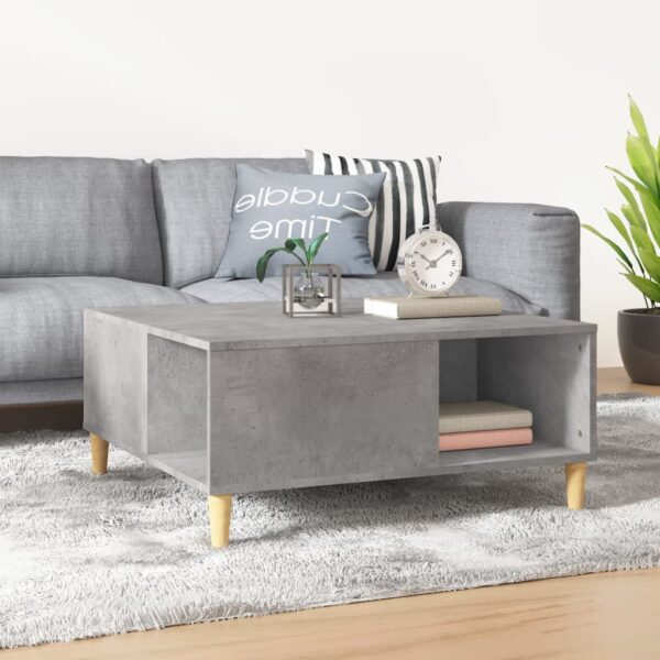 Chic Concrete Grey Coffee Table - Engineered Wood Minimalist Design with Storage