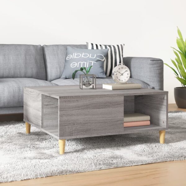 Chic Grey Sonoma Coffee Table Minimalist Engineered Wood with Storage Space