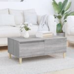 Chic Scandinavian  Coffee Table Grey Sonoma Engineered Wood with Drawer