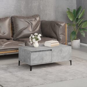 Chic Concrete Grey Coffee Table Minimalist Engineered Wood Metal Accent Storage