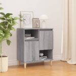 Chic Grey Sonoma Sideboard Engineered Wood Storage Cabinet with Shelves