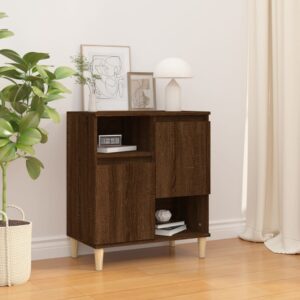 Elegant Brown Oak Sideboard Engineered Wood Storage Cabinet with Shelves