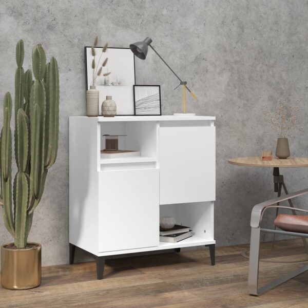 Elegant White Sideboard Cabinet Ample Storage Display Engineered Wood Modern