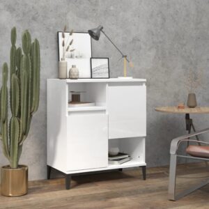 Chic High Gloss White Sideboard Storage Cabinet with Shelves Modern Home Decor