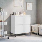 Elegant White Sideboard Classic Storage Cabinet Ample Space Moisture Resistant