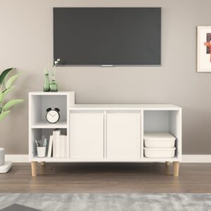 Chic White TV Stand Media Console Storage Cabinet with Shelves and Doors