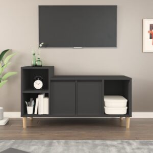 Chic Black TV Stand Media Storage Cabinet Engineered Wood Spacious Organizer