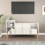 High Gloss White TV Stand Media Console Storage Cabinet Modern Living Room Decor