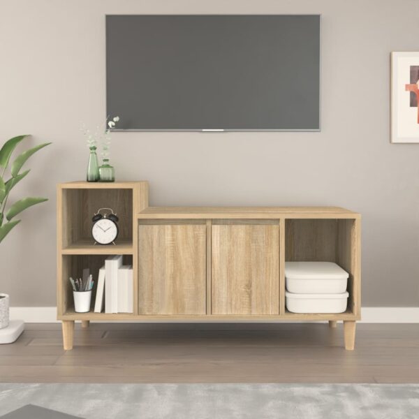 Chic Sonoma Oak TV Stand Media Console Storage Cabinet with Shelves & Doors