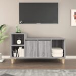 Chic Grey Sonoma TV Stand Media Storage Cabinet Engineered Wood Spacious