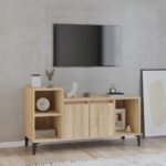 Chic Sonoma Oak TV Stand Media Storage Cabinet with Shelves and Doors