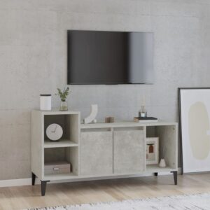 Chic Concrete Grey TV Stand Media Storage Cabinet with Sturdy Wood Top