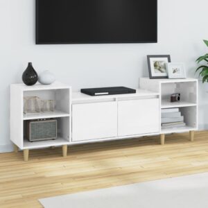 High Gloss White TV Stand Cabinet Spacious Storage Engineered Wood Modern Design