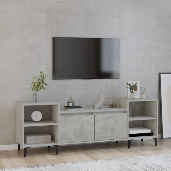 Chic Concrete Grey TV Stand Media Storage Cabinet with Spacious Compartments