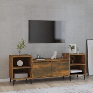 Chic Smoked Oak Engineered Wood TV Cabinet Spacious Storage Media Stand