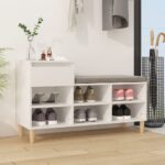 Elegant White Shoe Storage Cabinet with Drawer and Compartments Wood