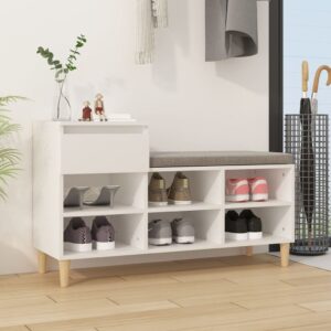 Elegant White Shoe Storage Cabinet with Drawer and Compartments Wood