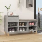 Shoe Cabinet Concrete Grey 102x36x60 cm Engineered Wood