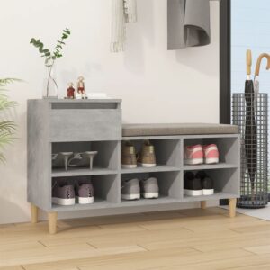 Shoe Cabinet Concrete Grey 102x36x60 cm Engineered Wood