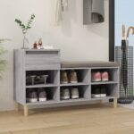 Elegant Grey Sonoma Shoe Cabinet with Drawer and Compartments Wood Storage