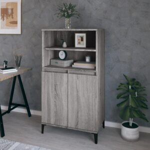 Chic Grey Sonoma Highboard Engineered Wood Storage Cabinet with Metal Feet