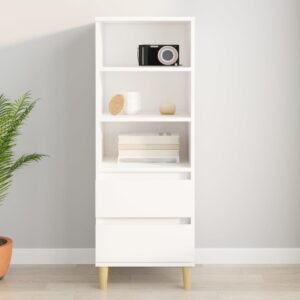 Chic White Highboard Engineered Wood Storage Cabinet with Shelves and Drawers