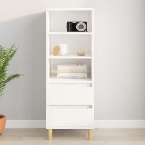 Chic High Gloss White Highboard Storage Cabinet with Shelves and Drawers