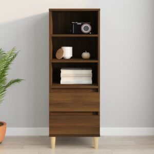 Chic Brown Oak Highboard Engineered Wood Storage Cabinet with Shelves Drawers