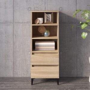 Chic Sonoma Oak Highboard Engineered Wood Storage Cabinet with Metal Feet